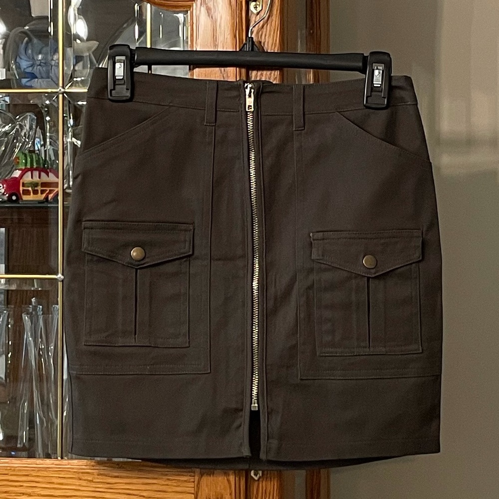 Seek The Label Dark Olive Green Skirt with Full Zipper Front - Size Small